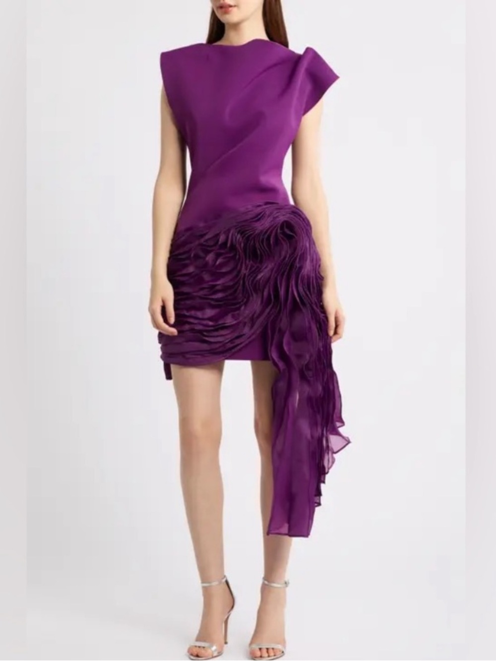Acler Wigbeth Pleated Organza Overlay Mini Dress in Deep Ruby 6